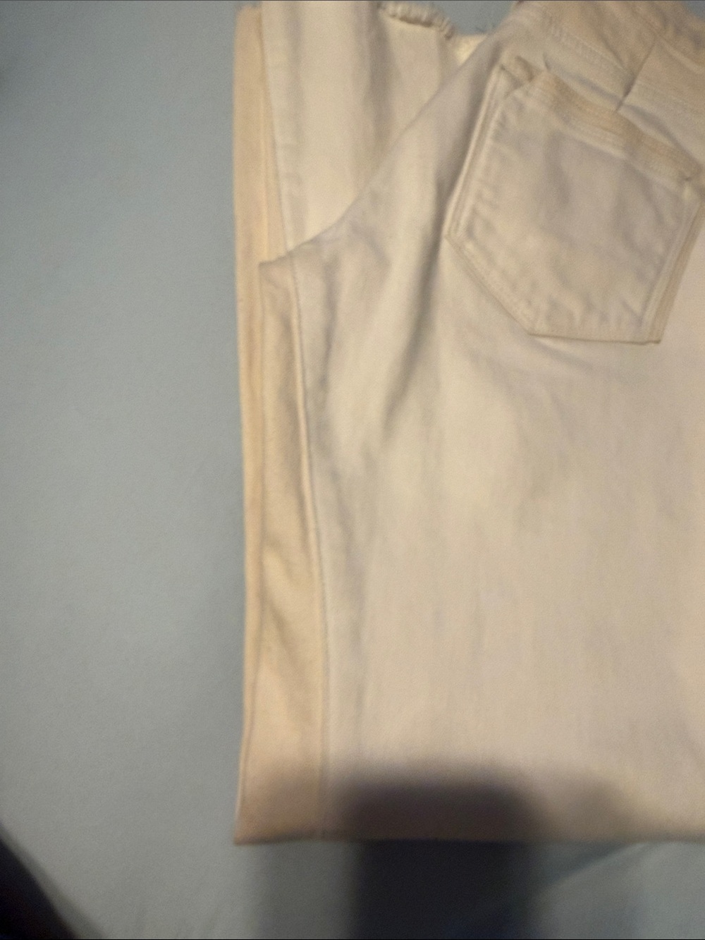 Frame two tone Denim Cream Straight-Leg Jeans with Frayed Hem - Picture 6 of 6
